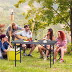 Zenstyle 4 Ft Indoor Outdoor Heavy Duty Plastic Folding Table Portable Picnic Table Fold-In-Half Utility Table W/Handle And Steel Legs For Camping, Dining, Party