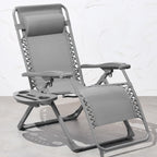 Best Choice Products Adjustable Zero Gravity Chair, Monochromatic Color Folding Patio Recliner W/Side Tray, Headrest - Dove Gray