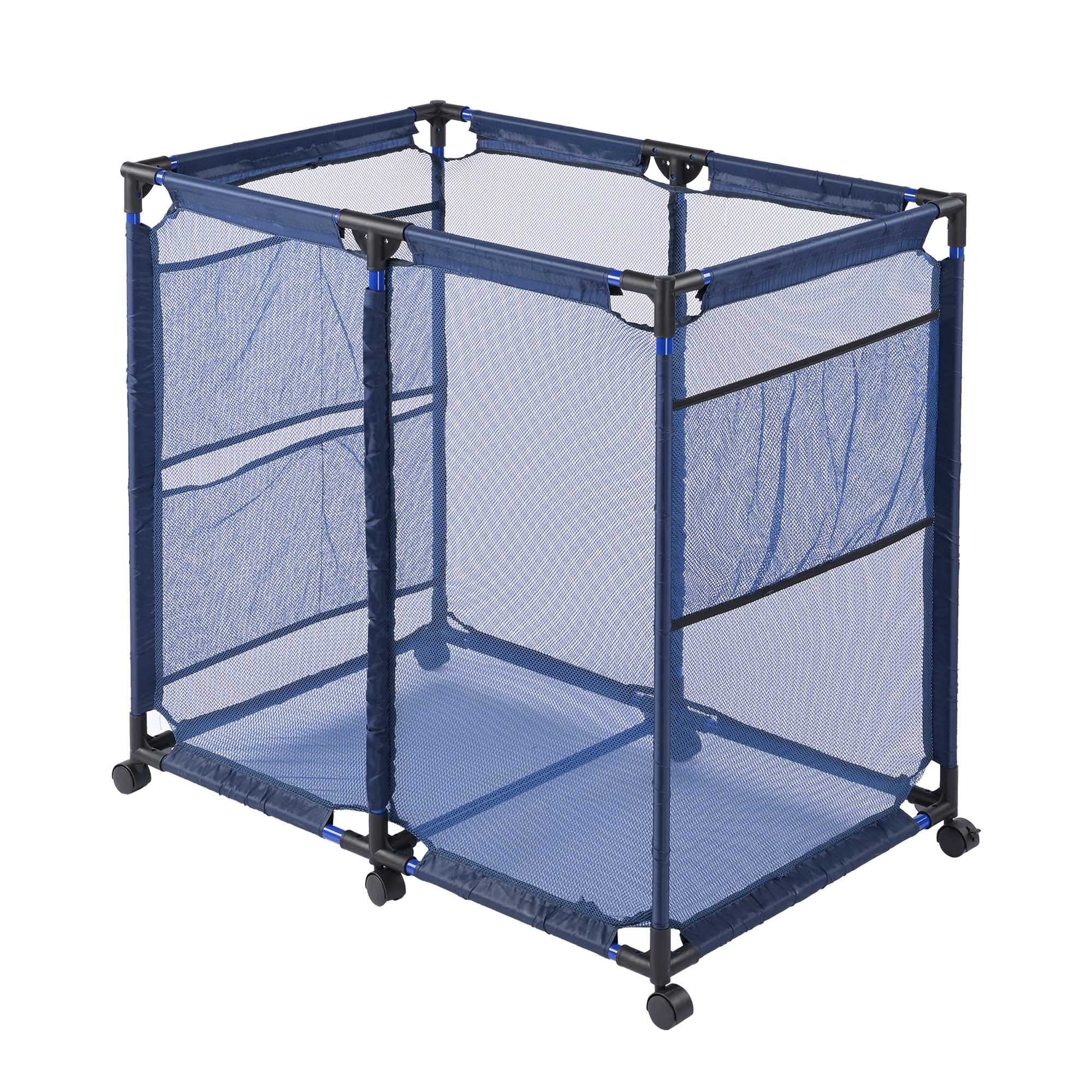 Yescom 36'X24'X35' Mesh Pool Storage Bin Netting Organizer Rolling Storage Cart Metal Frame Float Goggles Container Backyard