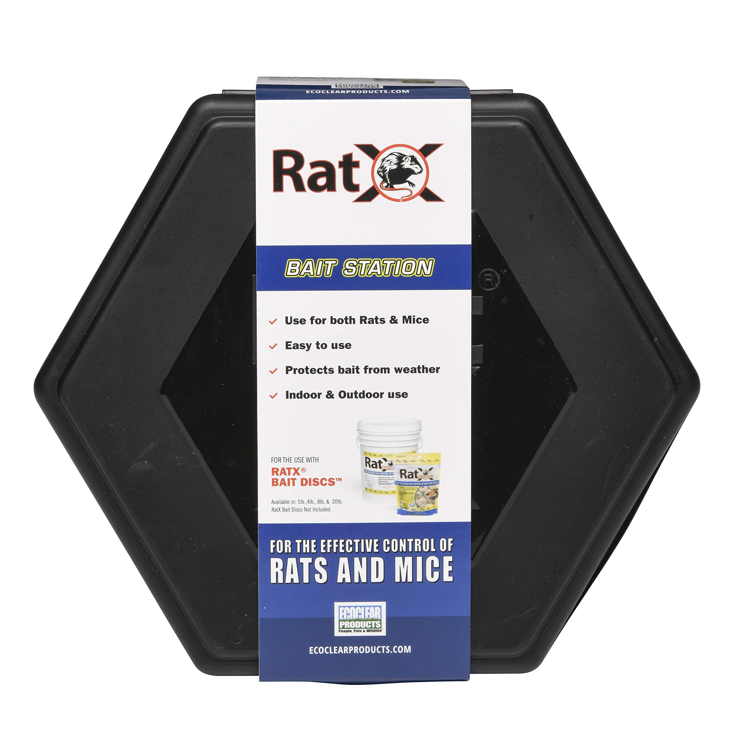 Ratx Ecoclear Products 620301-3D, Rodent Station, Plastic, Small Size Suitable For Mice Weatherproof Rat/Mouse Bait Box, Multi