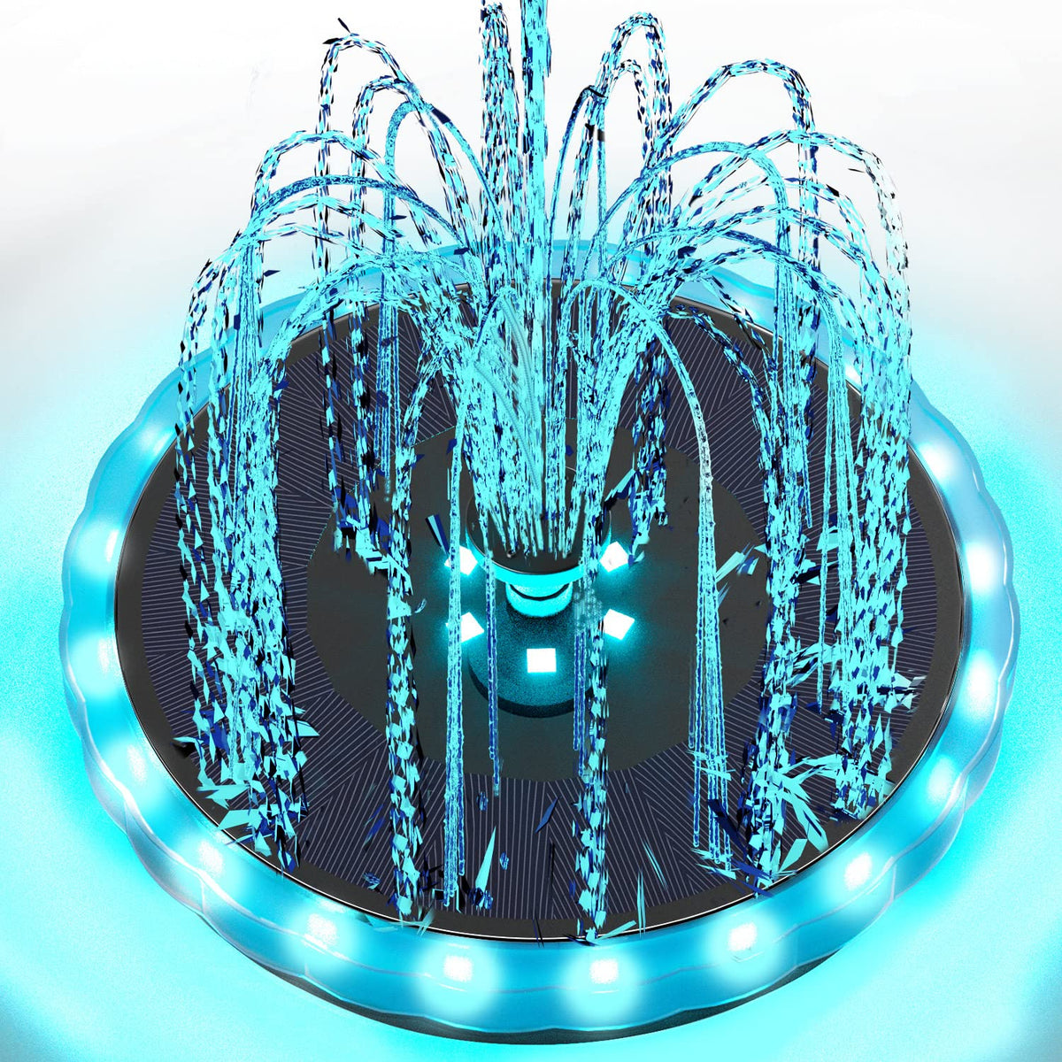 Yzert Solar Fountain Matte Panel With 4000 Mah Battery, 4W Bird Bath Fountains Solar Power With 8 Nozzles, Floating Solar Founta