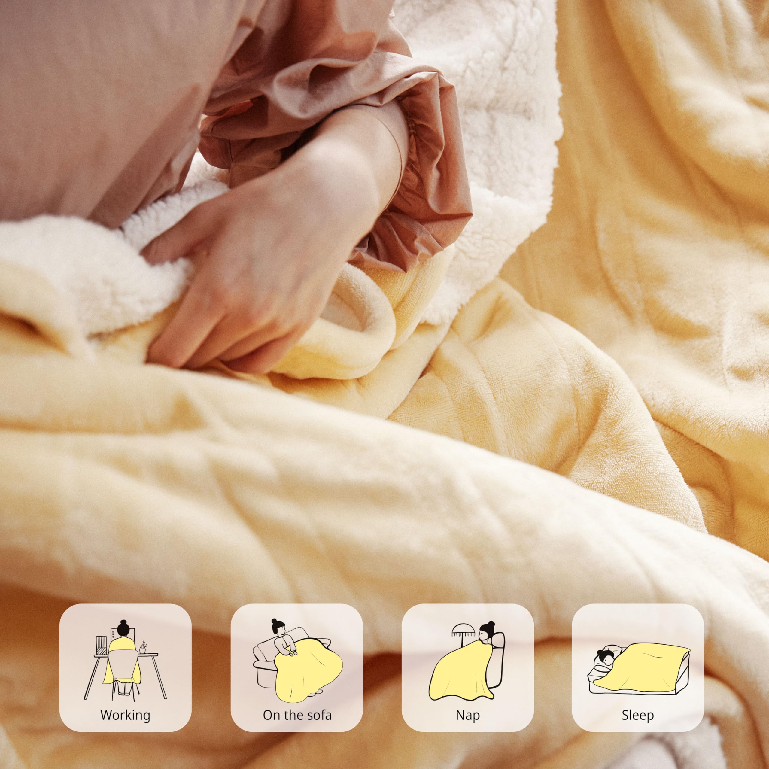 Templewet Heated Blanket Electric Throw 50'' X 60'' -Heated Throw Blanket With 4 Heating Levels & 3 Hours Auto Off,Machine Washa