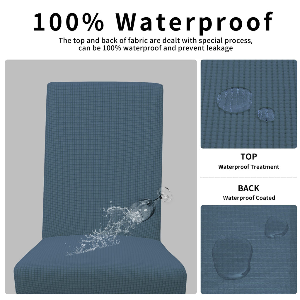 Easy-Going 100% Waterproof Dining Room Chair Cover Set Of 4, Stretch Jacquard Parson Chair Slipcover Removable Washable Chair Protector For Home, Restaurant, Banquet (Xlarge, Bluestone)