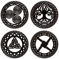 Peryiter Celtic Symbol Wall Decor 4 Pcs Celtic Cross Knot Triple Spiral Symbol Wood Sign Wood Sacred Wall Art Wooden Wall Art De