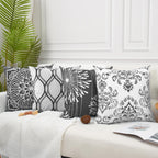 Coliuso Decorative Throw Pillow Covers 18X18 Set Of 4, Dark Grey And White Modern Simple Square Pillow Case Cushion Cover For So