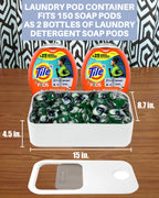 Skywin Large Laundry Pods Container With Slide Lid, 15 X 8.7 X 4.5 In, Holds 11 Pounds Or 120-150 Pods, Laundry Pod Holder, Dishwasher Pods Container (White)