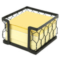 Mygift 3 X 3 Matte Black Metal Chicken Wire Office Desktop Sticky Note Dispenser, Square Memo Pad Holder