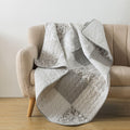 Silver Linings 50' X 60' Cotton Quilted Throw Blanket, Neutral Gray Throw Quilt For Couch, Lightweight Pieced Patchwork Lap Qu