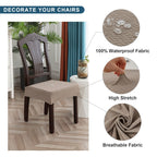Genina Waterproof Seat Covers For Dining Room Chair Covers Waterproof Dining Chair Covers (4 Pcs-Rear-Gapped, Taupe)