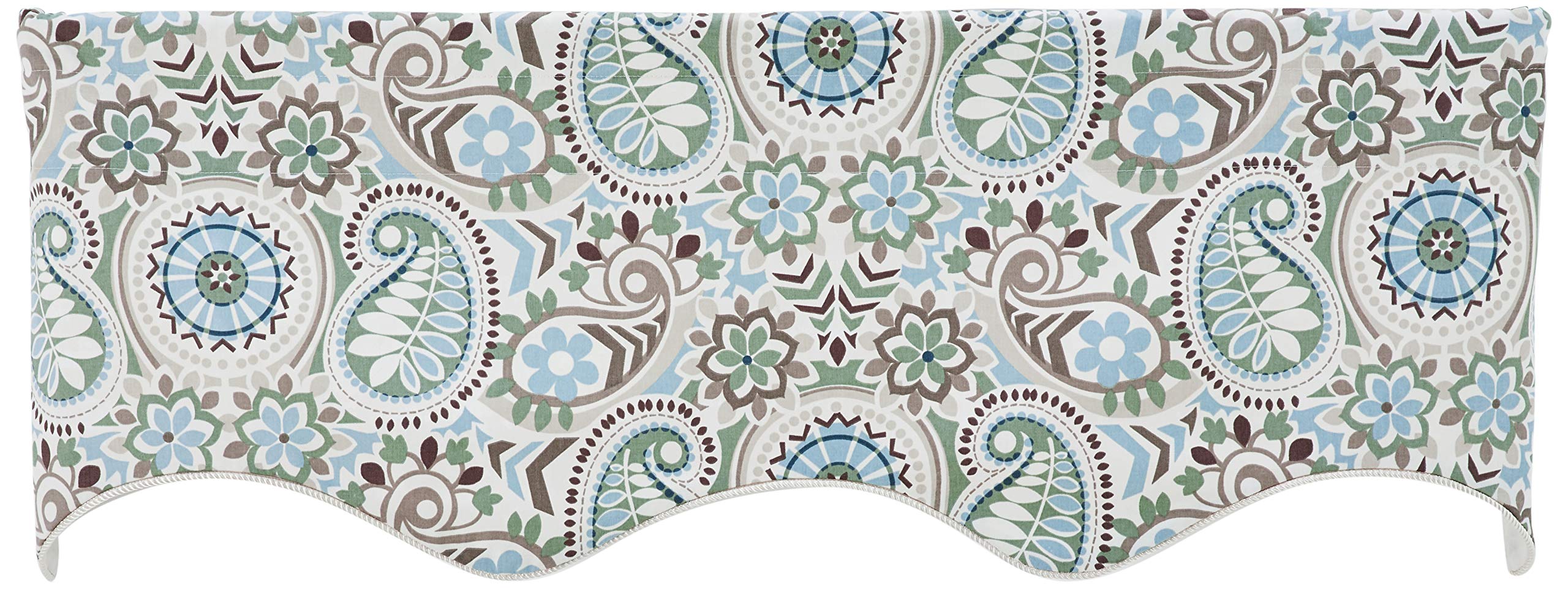 Ellis Curtain Paisley Prism Jacobean Floral Print Lined Duchess Filler Valance, 50 by 15-Inch, Latte