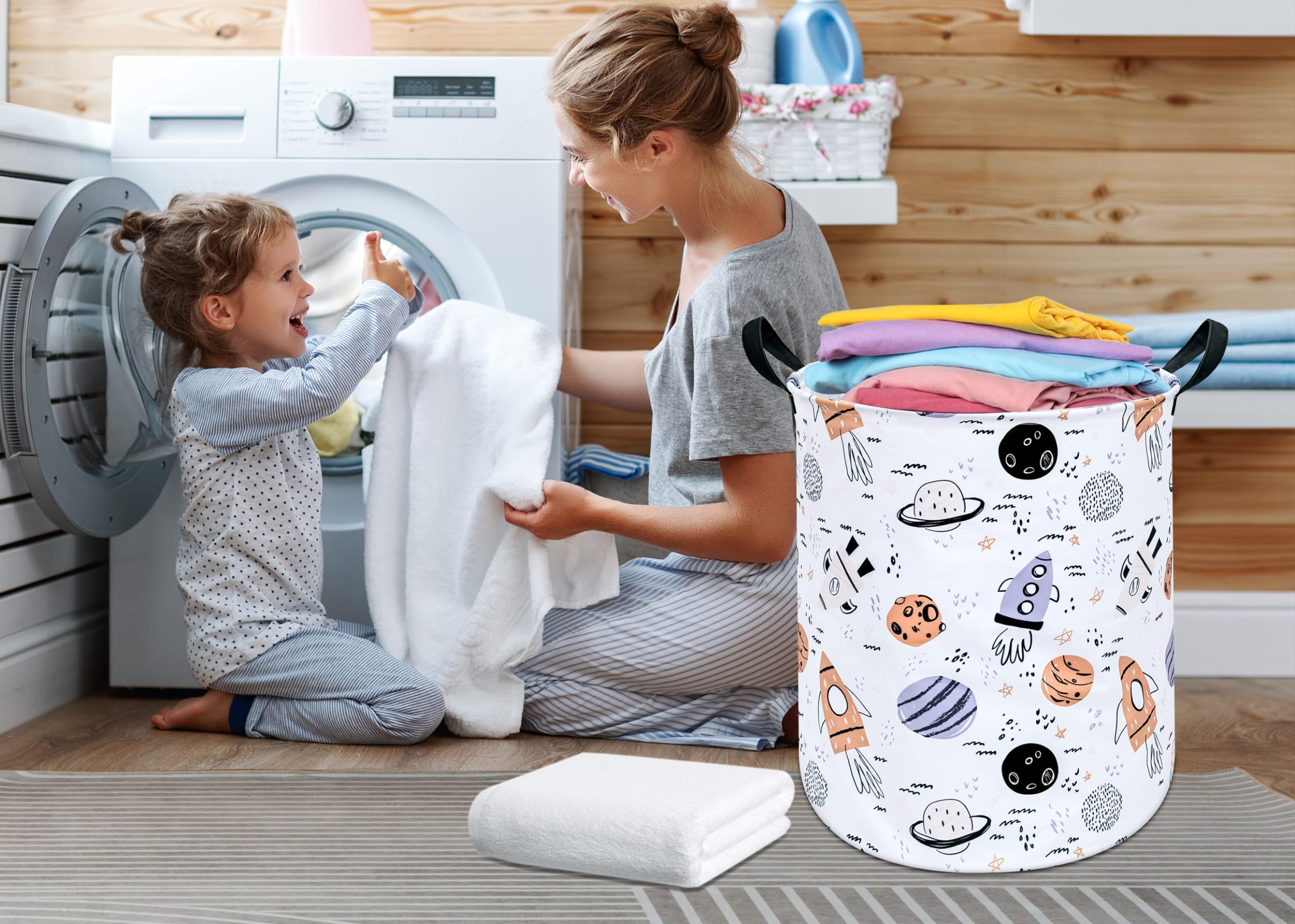 Huayee 19.7 Inch Baby Boys Laundry Basket Laundry Hamper Storage Basket Fabric Material Organization Basket, Storage Bin, Toy Bo