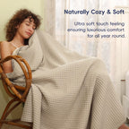 Phf Ultra Soft Waffle Weave Blanket Queen Size 90'X 90'- Washed Lightweight Breathable Cozy Woven Blanket For Bed - Aesthetic Decor For Couch Bedding Sofa Home Car - Khaki