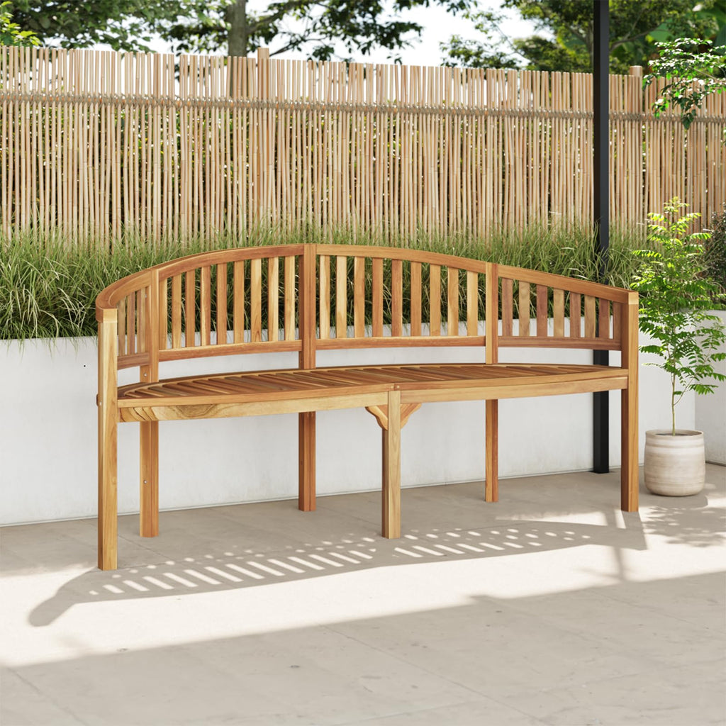 vidaXL Banana Bench, Indoor/Outdoor Seat for Entryway Patio Garden, Fine Sanded Finish, Durable Material, Solid Teak Wood 26" x 70.9" x 33.9" Brown