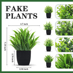 Der Rose 4 Pack Fake Plants Small Artificial Mini Faux Plants Indoor Black Bathroom Accessories For Room Home Office Shelf Decor