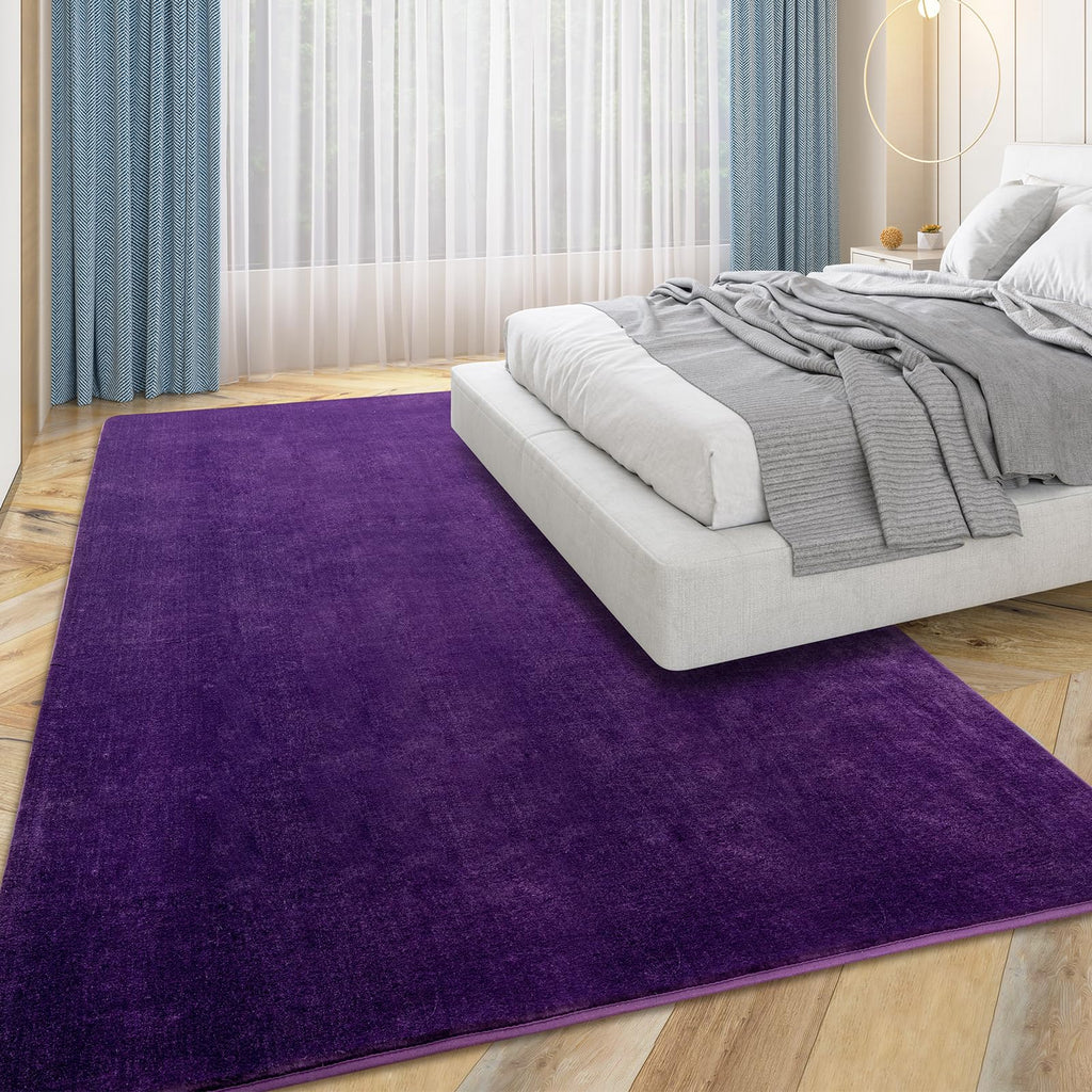 Przemy Washable Area Rug For Living Room Bedroom, 6X9 Feet Dark Purple Memory Foam Rug, Super Soft Modern Indoor Carpet For Kids