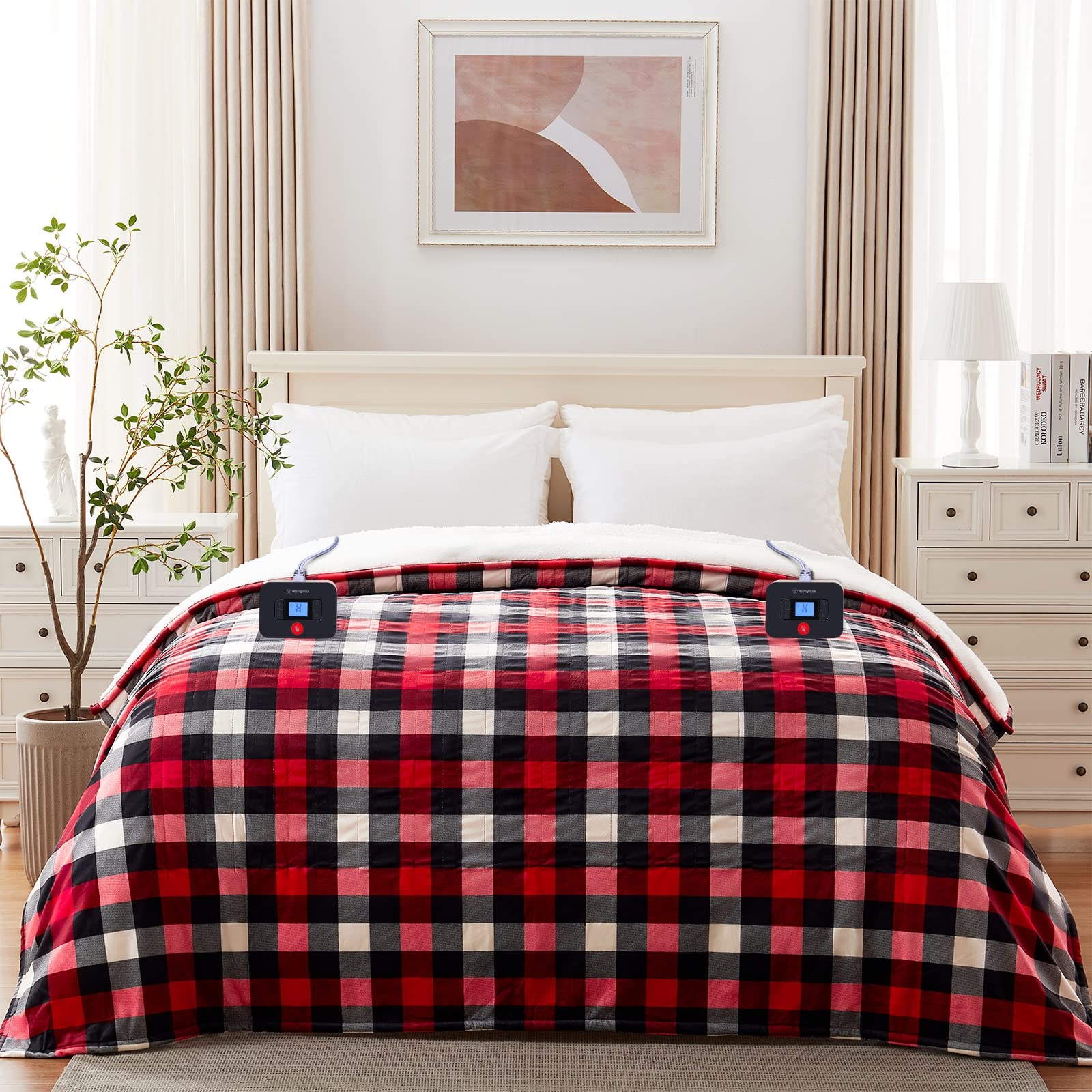 Westinghouse Heating Blanket Queen Electric Blanket, Electric Heating Blanket, 10 Heating Levels & 1 To 12 Hours Heating Time Se