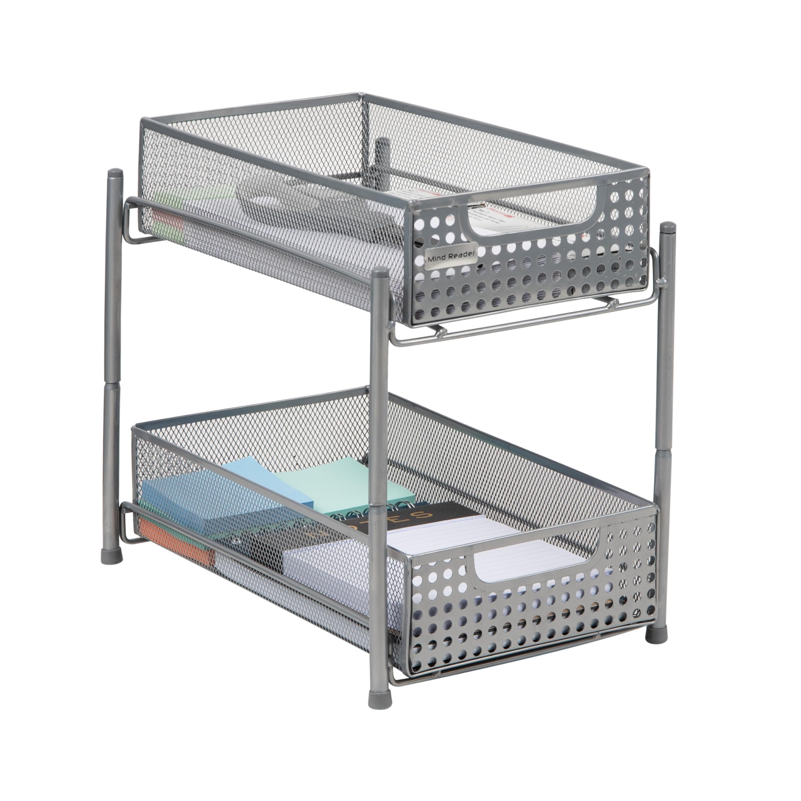 Mind Reader Accessory Organizer, 2 Tier, Silver