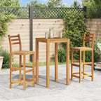 vidaXL Wooden Bar Stools with Backrest & Footrest Set of 2, Indoor/Outdoor Chairs for Dining Garden Patio, Solid Acacia Wood 14.2" x 16.5" x 43.3"H Brown