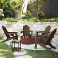 Lue Bona Folding Adirondack Chair Set Of 4, Dark Brown Hdps Fire Pit Patio Chairs Weather Resistant, Modern Plastic Outdoor Chairs With Cup Holder