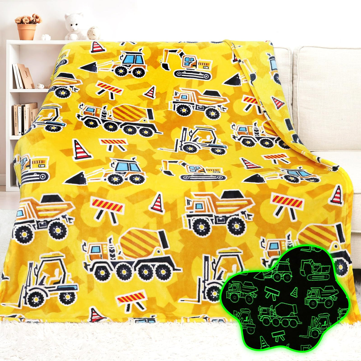 Excavator Gifts Toys For Kids Boys - Glow In The Dark Excavator Blanket Toddler Teen Girls Birthday Christmas Valentines Present