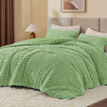 Bedelite Fluffy Queen Comforter Set - Grass Green Fleece Soft Comforter For Queen Size Bed, Luxury Warm Bedding Set For Winter,