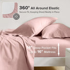 Comfort Spaces 100% Cotton Sheets Full, Breathable & Ultra Soft Cotton Sheets, Naturally Cool Cotton Bed Sheets With 14' Elastic Pocket Fits Up To 16' Mattress, All Seasons Sheet Set, Pink 4 Piece