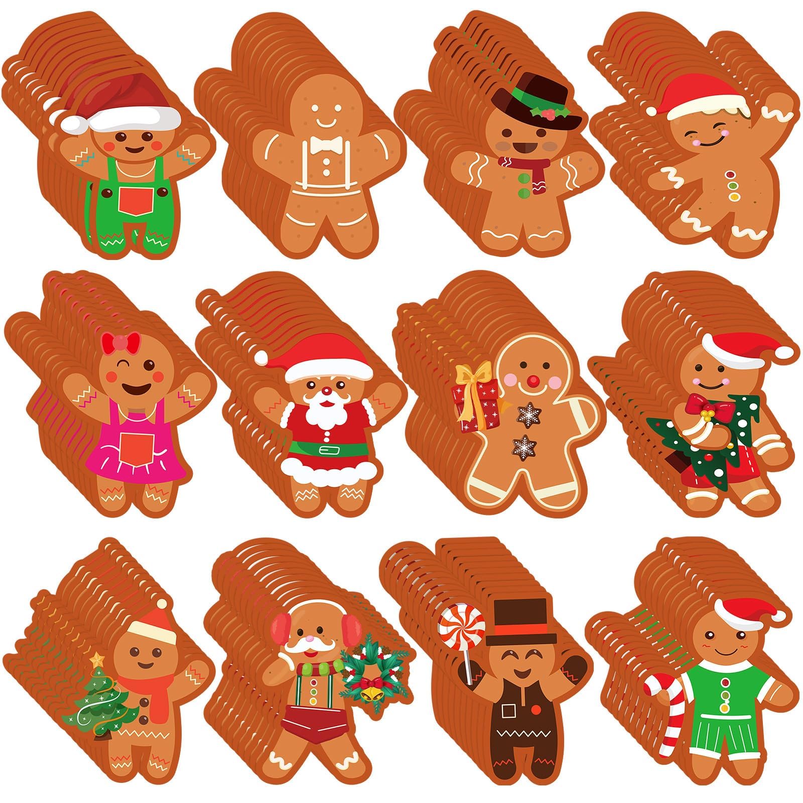 Junebrushs Christmas Cutouts, 120Pcs Gingerbread Cutouts Winter Paper Gingerbread Bulletin Board Decorations For Holiday Home Cl