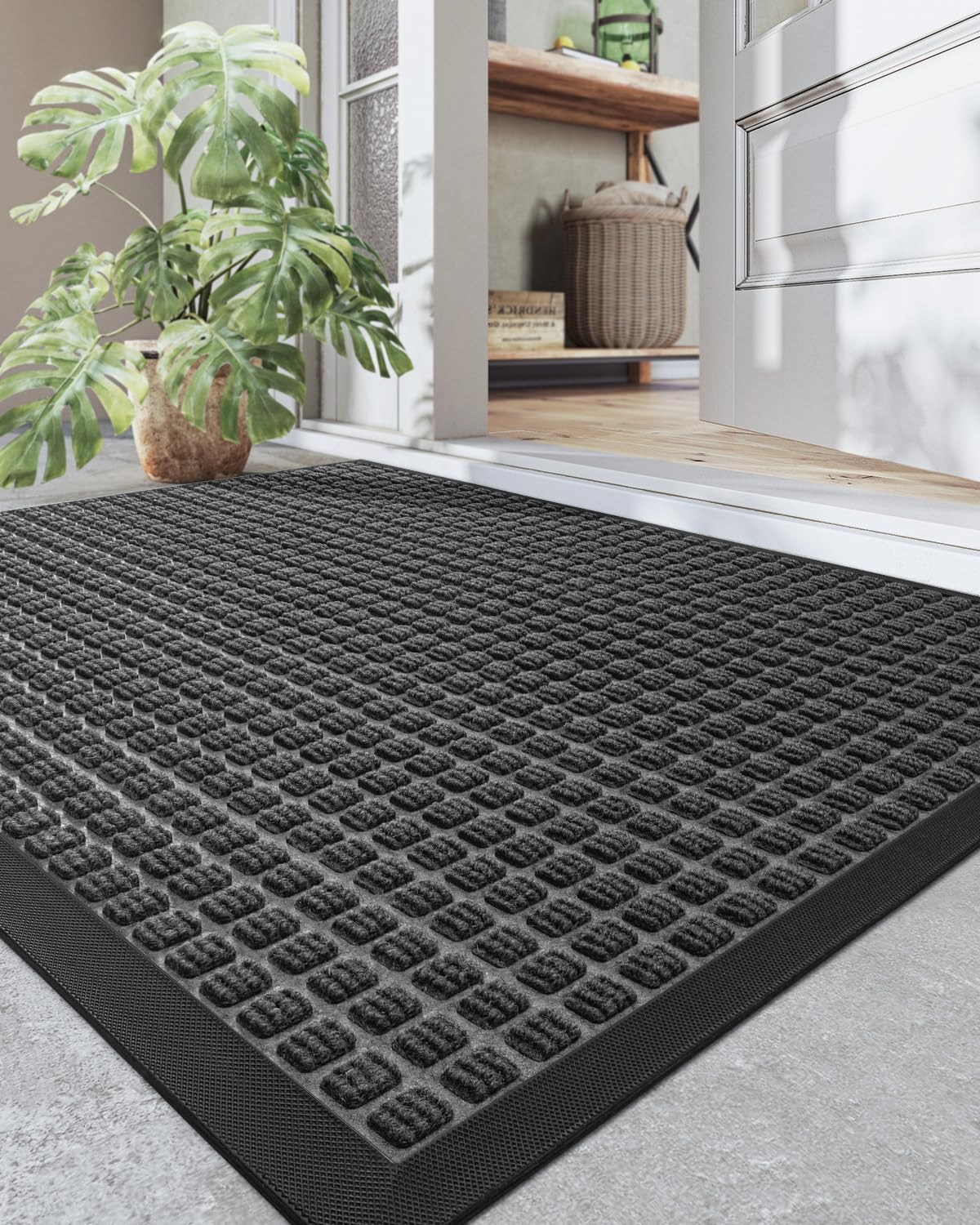 Dexi Door Mat Heavy Duty Outdoor Indoor Doormat, Stain And Fade Resistant, Non Slip Front Door Mats, Patio Entryway Floor Mat, 1