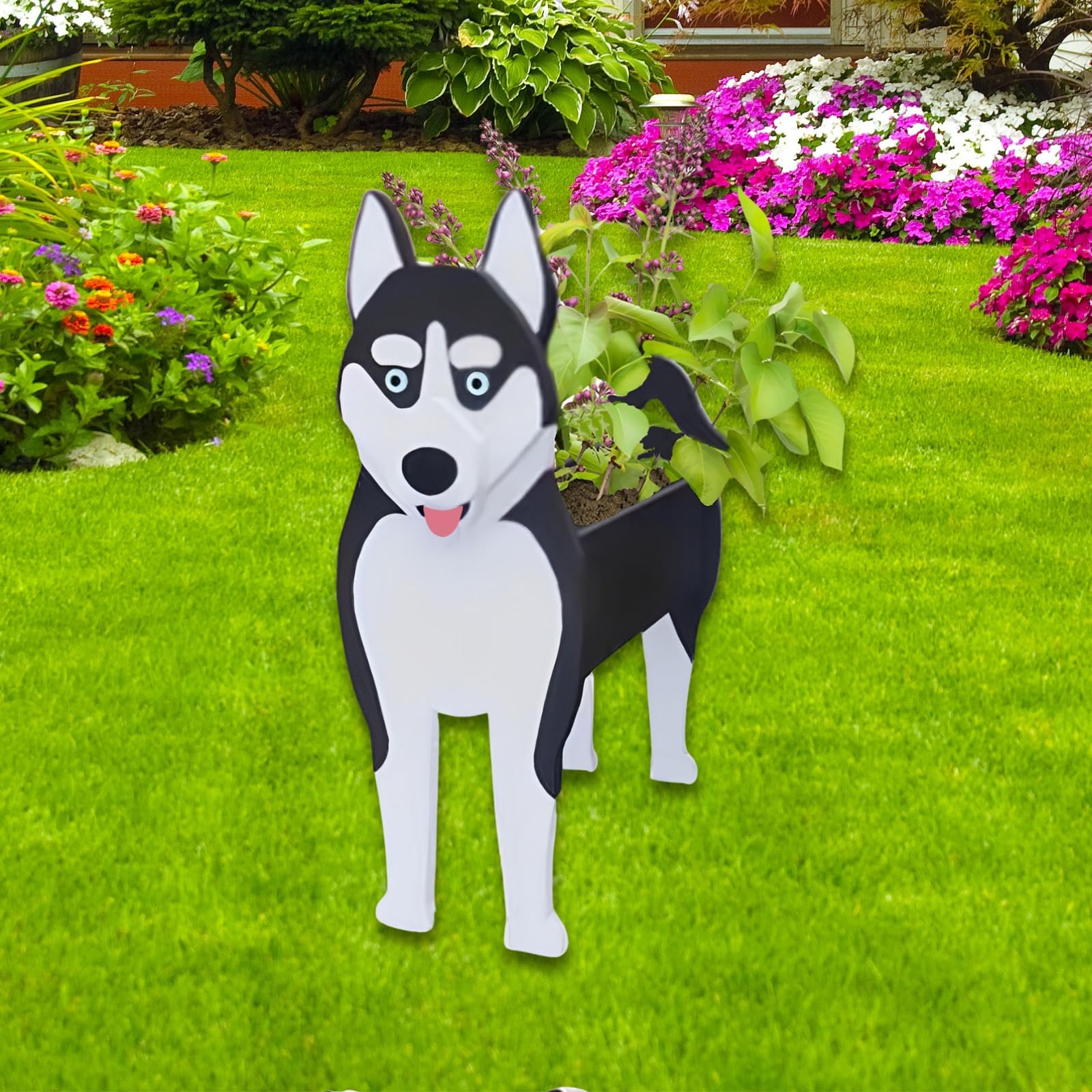 Strolfay Siberian Husky Dog Planter Plant Pots,Cute Garden Dog Flower Planter,Dog Planters Birthday Gifts For Women,Office,Indoo