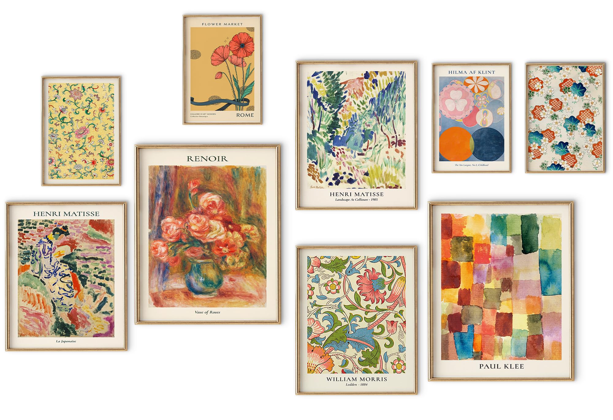 Colorful Eclectic Wall Art Poster Prints,Set of 9 Abstract Wall Decor for Dorm Bedroom,Trendy Aesthetic Pictures for Teens Boys 