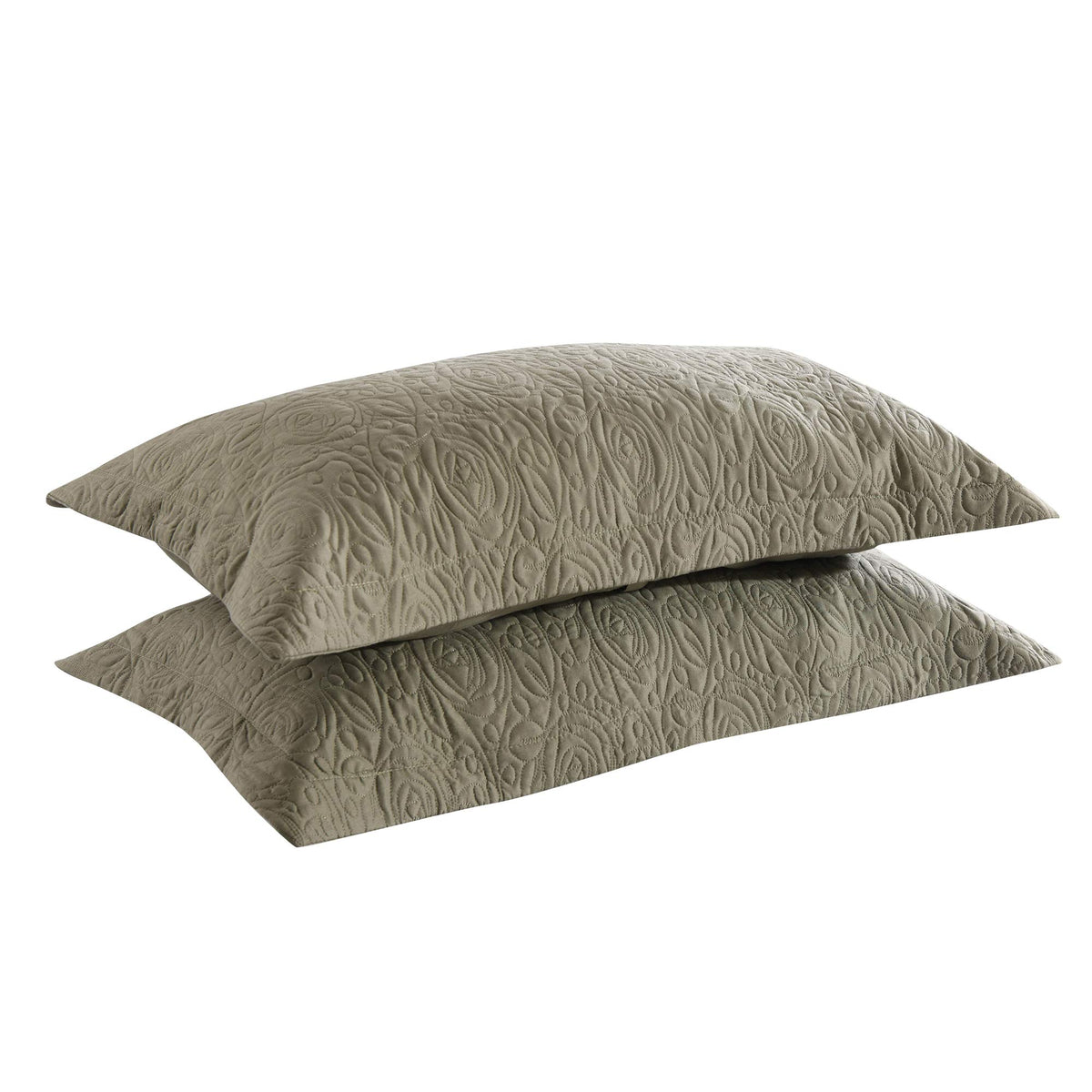 Marcielo 2-Piece Embroidered Pillow Shams, Decorative Microfiber Pillow Shams Set Standard Size Sage