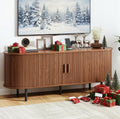 TV Stand with Power Outlet, Mid-Century Modern Television Stand, Media Console with Sliding Doors, Entertainment Center for TVs 