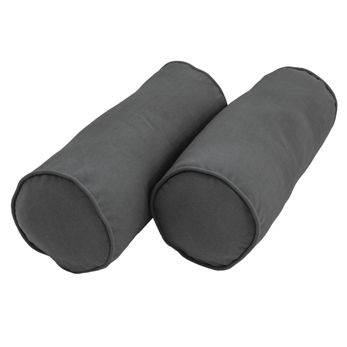 Blazing Needles Corded Twill Bolster Pillows (Set of 2), 2 Count (Pack of 1), Steel Grey