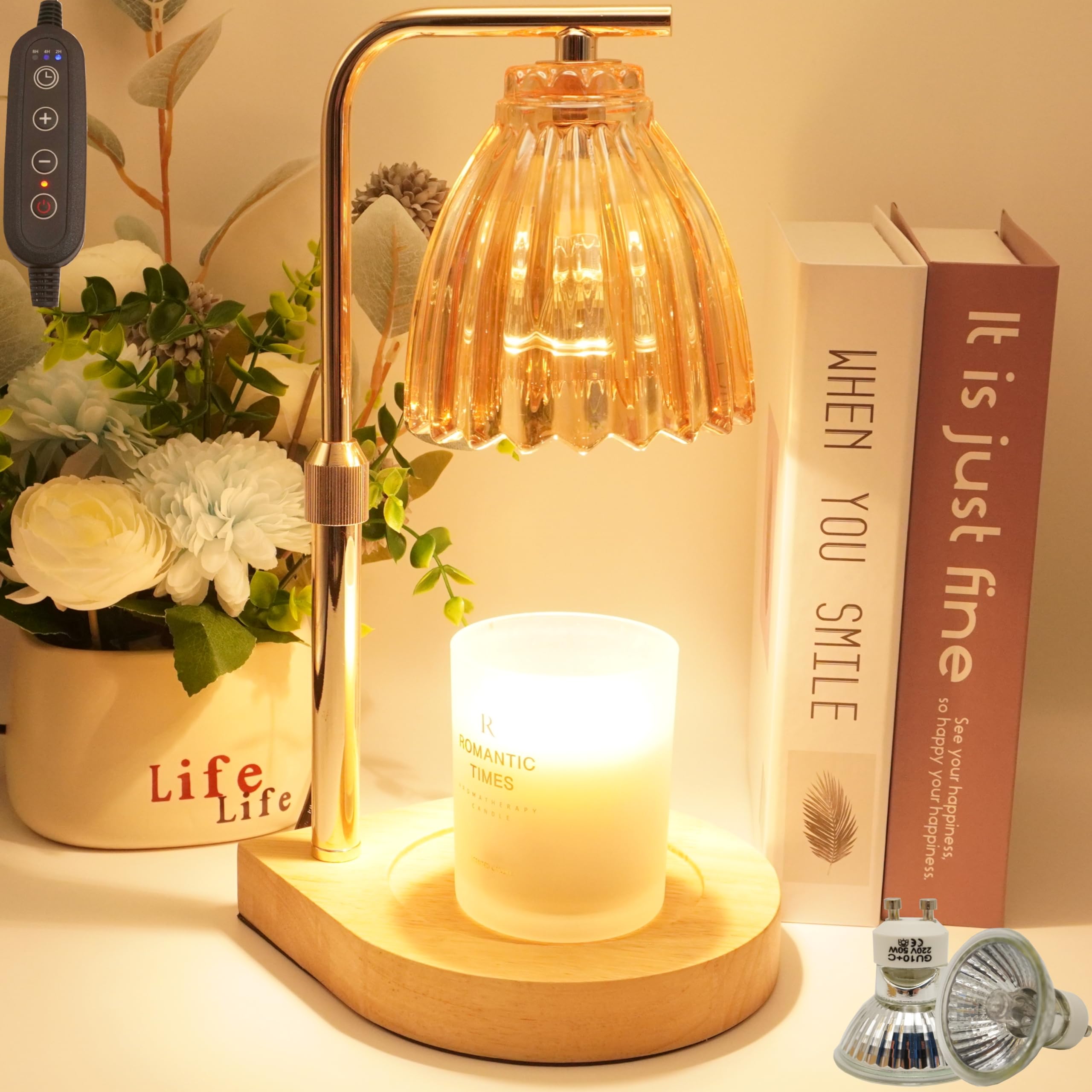 Oppsiue Candle Warmer Lamp, with Timer Dimmer Height Adjustable, Electric Candle Lamp Warmer with 2 Bulbs,Valentines Day Gifts 