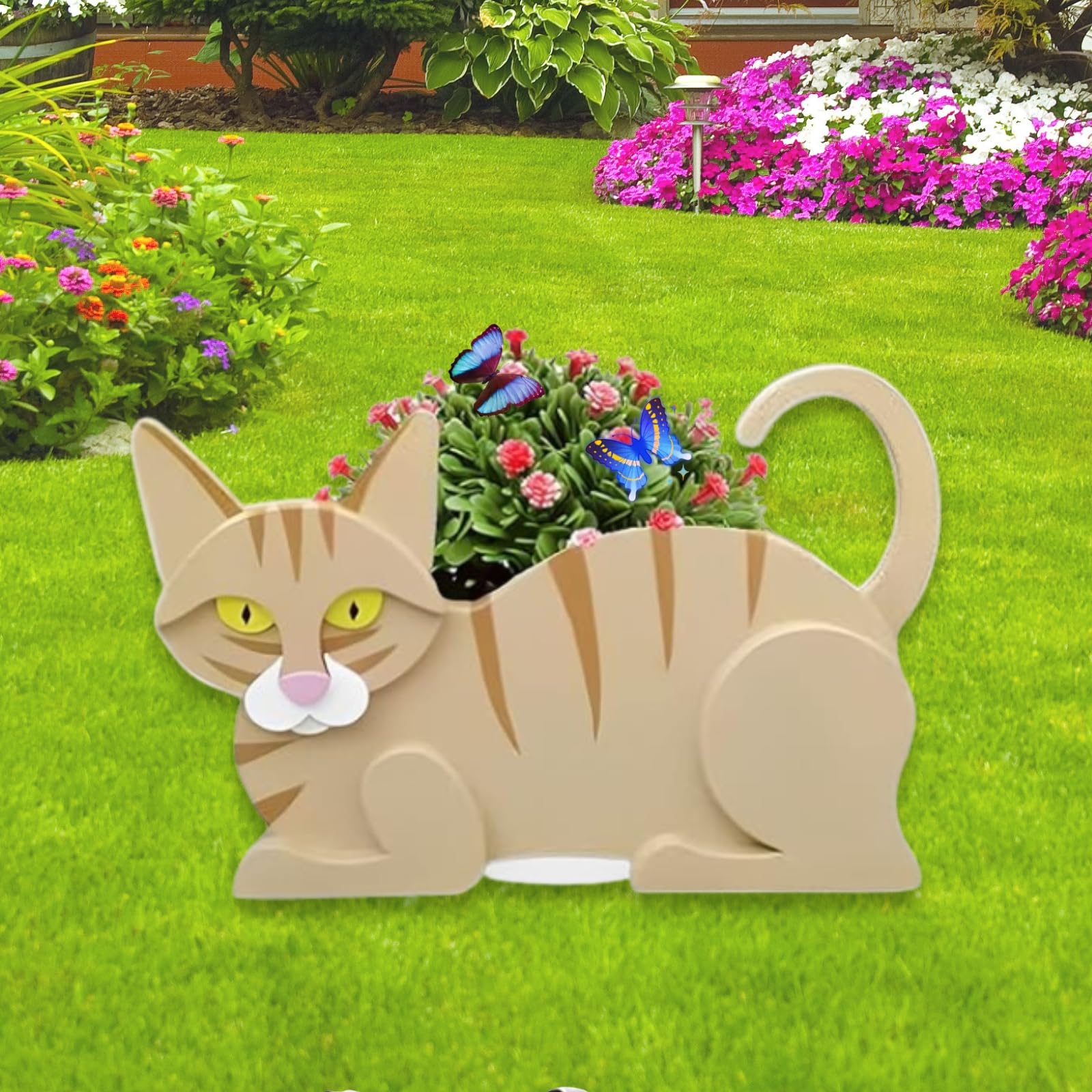 Strolfay Yellow Cat Planter Plant Pots,Cute Cat Flower Planter,Gifts For Pet Lovers,Unique Animal Plant Pots,Office,Indoor Outdo