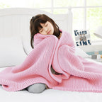 Guohaoi Knitted Weighted Blanket(Pink 50''x60'' 7lbs),Home D  cor Cooling Throw Blanket for Hot Sleepers,Hand Made Chunky Knit H