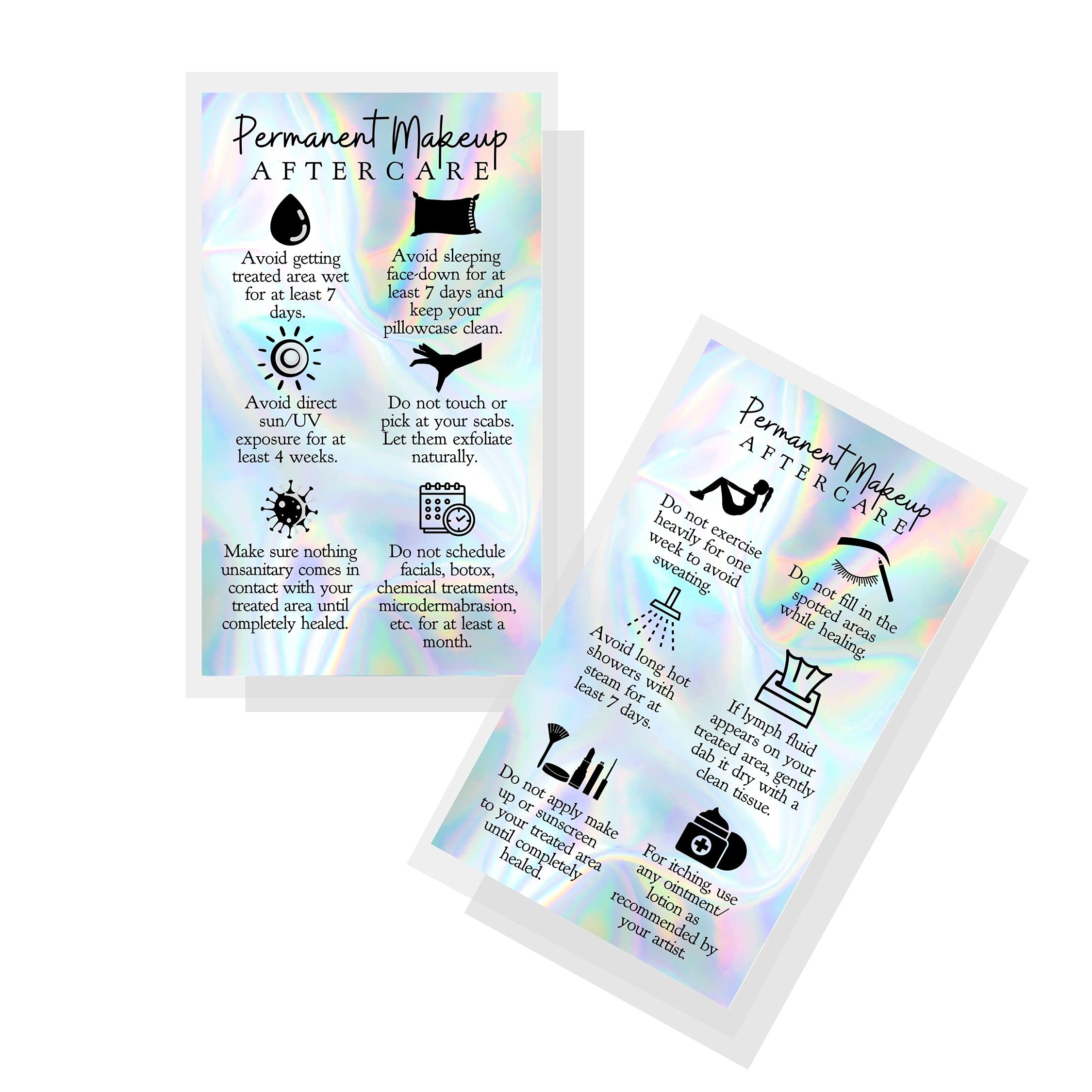 Boutique Marketing Llc Permanent Makeup Aftercare Instructions Card | 50 Pack | 2X3.5 Inches Business Card Size | Pmu Non-Reflec