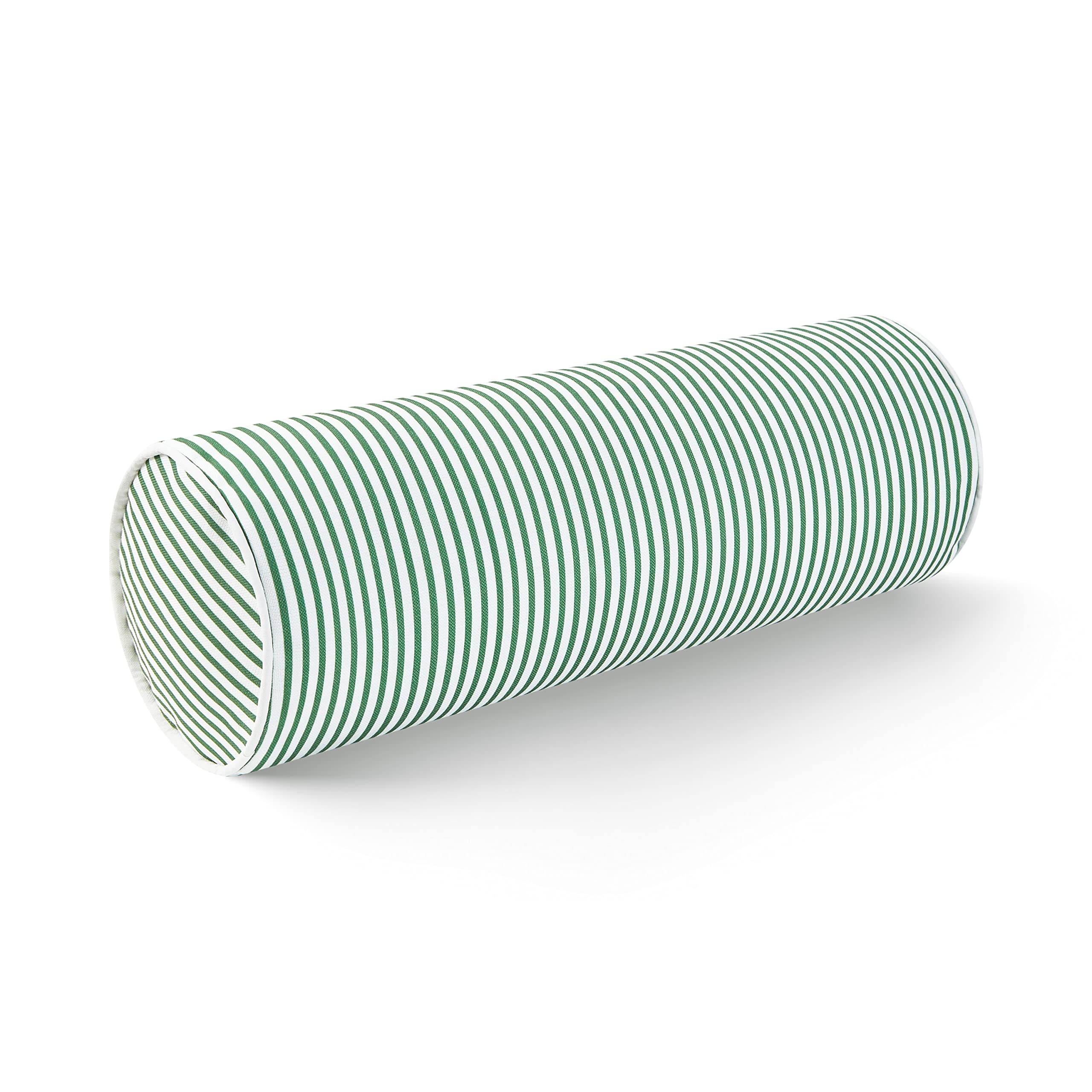 Hofdeco Premium Coastal Patio Indoor Outdoor Bolster Pillow Cover Only, 6'X20' Water Resistant For Backyard, Couch, Green Stri