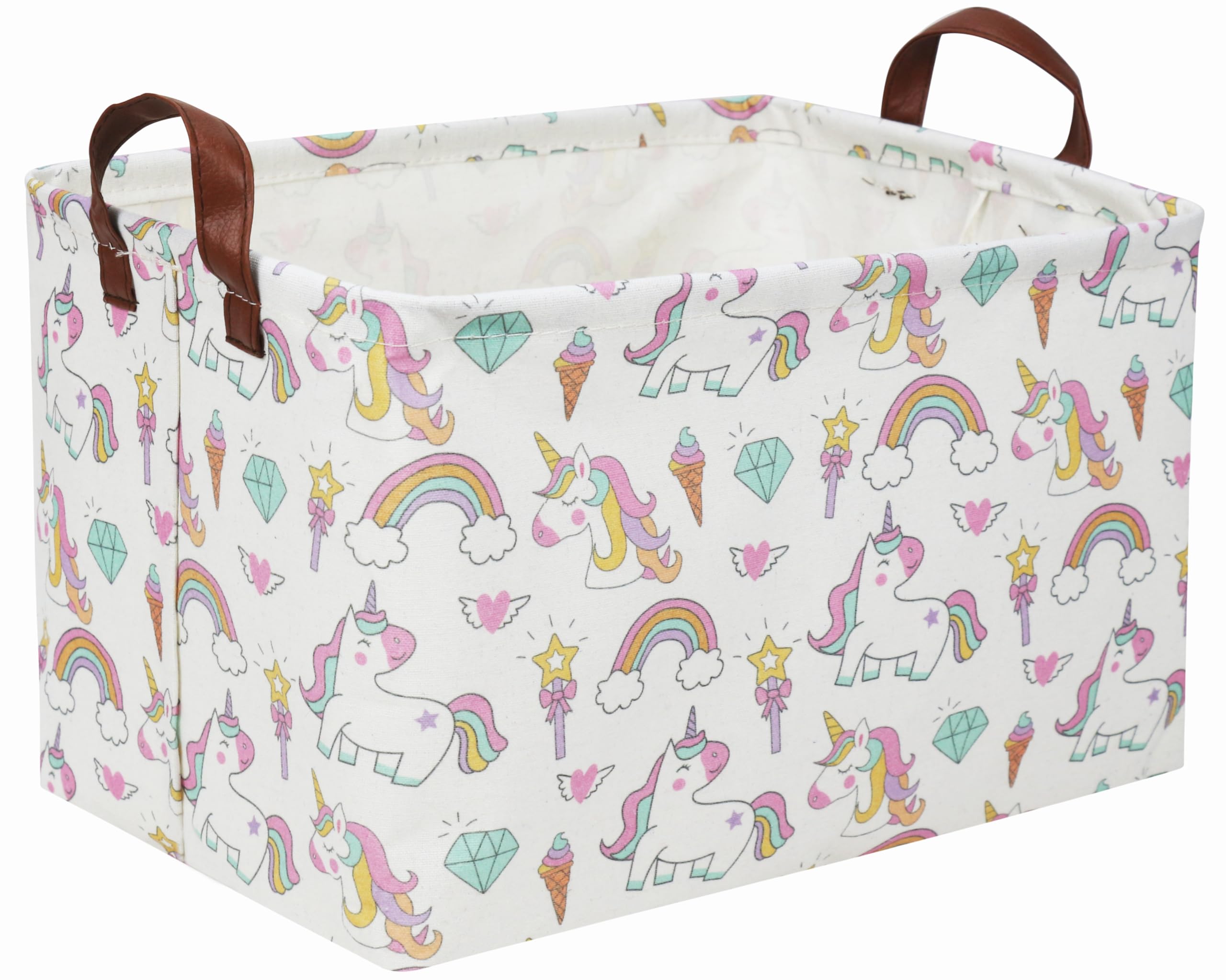 Essme Rectangular Unicorn Basket,Unicorn Storage Basket,Unicorn Bins for Girl,Girls Basket for Girls Unicorn Room Decor, Kids Ba