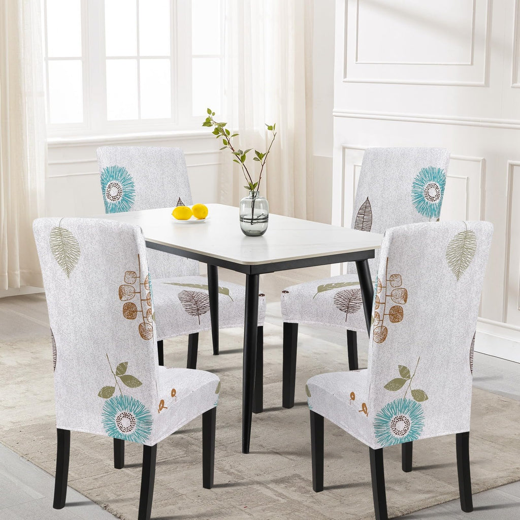 Searchi Printed Dining Room Chair Covers Set Of 6, Stretch Kitchen Chair Covers Washable Parsons Chair Slipcover Removable Dining Chair Protectors For Hotel,Ceremony(Autumn Leaves)