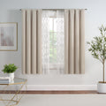 Eclipse Kensett Blackout Window Curtains with Cable Chain Embroidered Sheer Panels for Layering and Home Privacy, 37 Inches Wide