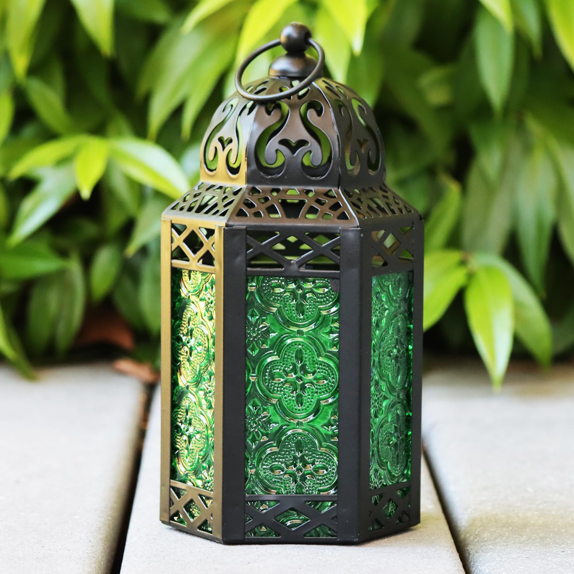 Small Black Metal Decorative Moroccan Lantern Candle Holder Lamp - Indoor/Outdoor, Home Decor, Patio, Halloween, Weddings, Chris