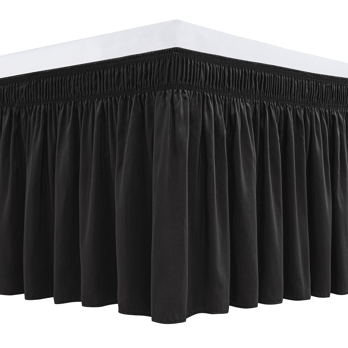 Biscaynebay Wrap Around Bed Skirts For Queen Beds 11' Short Drop, Black Adjustable Elastic Dust Ruffles Easy Fit Wrinkle Resist