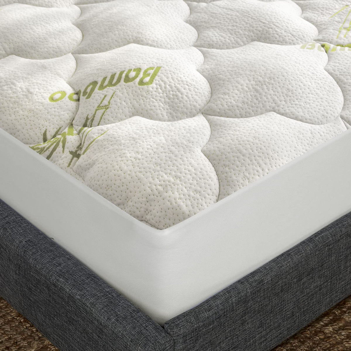 King Size Air Mattress Topper Cover, Thick Quilted Mattress Topper King, Viscose Made From Bamboo Pillow Top King Mattress Pad W