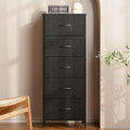 Aodk Dresser For Bedroom With 5 Storage Drawers, 48' Tall Dresser Chest Of Drawers Fabric Dresser With Sturdy Steel Frame, Black