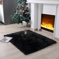 linmopm Faux Fur Rug Sheepskin Shag Fluffy Fuzzy Black 3x4 ft Rugs for Bedroom Bedside Bed Floor Living Room Plush Rectangle Hig