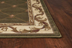 Homeroots Polypropylene 3X5 Green Machine Woven Hand Carved Fleur De Lis Indoor Area Rug