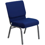 Flash Furniture 21 Inch Church Chair W/4 Seat Silver Vein Frame, Navy Blue