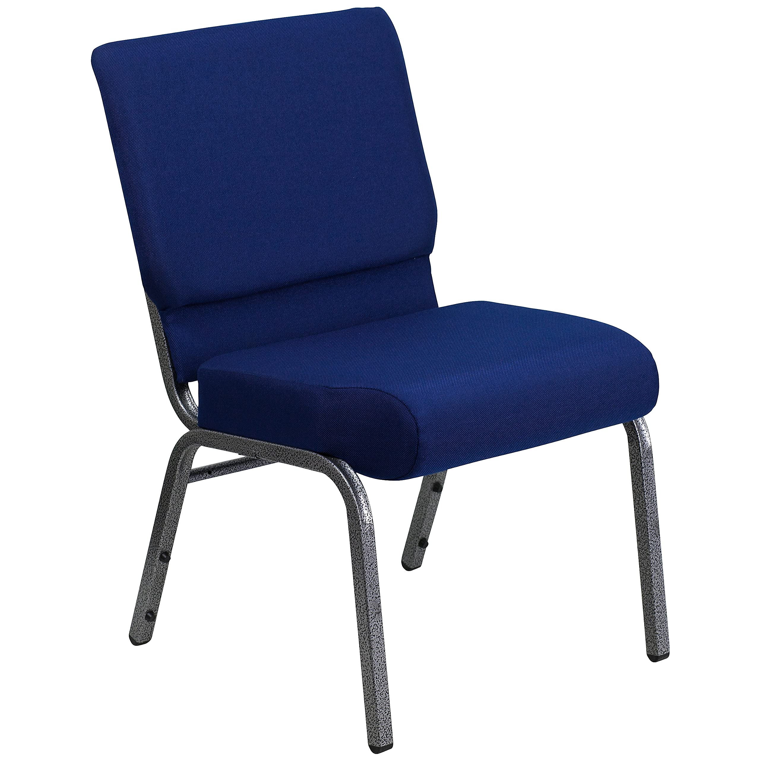 Flash Furniture 21 Inch Church Chair W/4 Seat Silver Vein Frame, Navy Blue