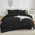 Litanika Comforter California King Size Set Black - 7 Pieces Bed In A Bag California King Beddding Comforter Sets, Plain Lightwe